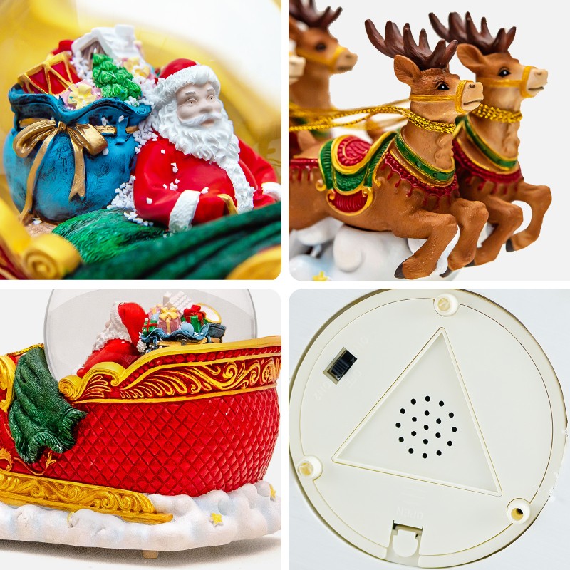 Christmas Snow Globes Clearance, Santa Claus Reindeer Sleigh Automatic Snowfall Music Box with Colourful Lights, Xmas Present Gifts for Family, Friends, Plays 48 Classic Christmas Melodies Christmas Snow Globes Clearance, Santa Claus Reindeer Sleigh Automatic Snowfall Music Box with Colourful Lights, Xmas Present Gifts for Family, Friends, Plays 48 Classic Christmas Melodies