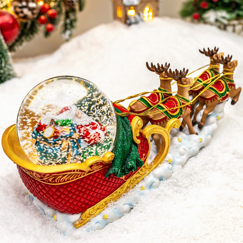 Christmas Snow Globes Clearance, Santa Claus Reindeer Sleigh Automatic Snowfall Music Box with Colourful Lights, Xmas Present Gifts for Family, Friends, Plays 48 Classic Christmas Melodies Christmas Snow Globes Clearance, Santa Claus Reindeer Sleigh Automatic Snowfall Music Box with Colourful Lights, Xmas Present Gifts for Family, Friends, Plays 48 Classic Christmas Melodies