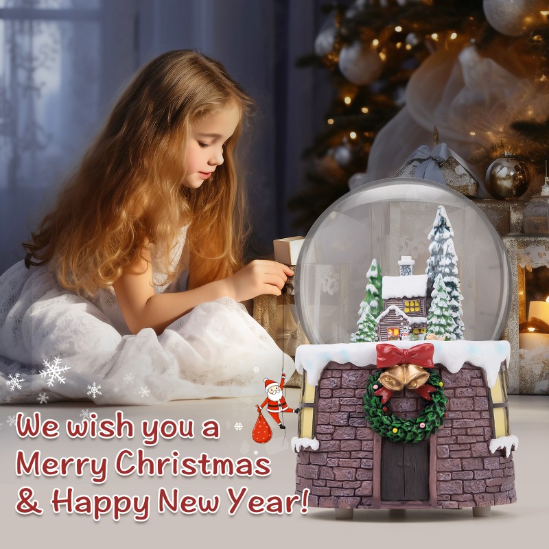Santa Claus and Gift Pile Music Snow Globe Figurines,Color Lights & Snowfall Effect Music Box, Decoration for Home, Plays 8 Classic Christmas Songs Santa Claus and Gift Pile Music Snow Globe Figurines,Color Lights & Snowfall Effect Music Box, Decoration for Home, Plays 8 Classic Christmas Songs