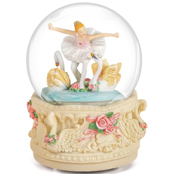 Ballerina Snow Globe Music Box, Ballet Gifts for Girlfriend Wife Girls Daughter Mother Day Birthday Christmas Anniversary Musical Box with Light Play Swan Lake