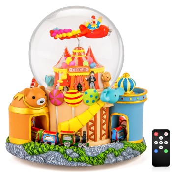 Carousel Music Box with Train for Boys Girls, Upgraded Remote Control Snow Globe Christmas Birthday Gift for Daughter Son Granddaughter Music Box with Light Plays Multiple Songs