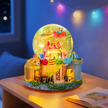 Carousel Music Box with Train for Boys Girls, Upgraded Remote Control Snow Globe Christmas Birthday Gift for Daughter Son Granddaughter Music Box with Light Plays Multiple Songs