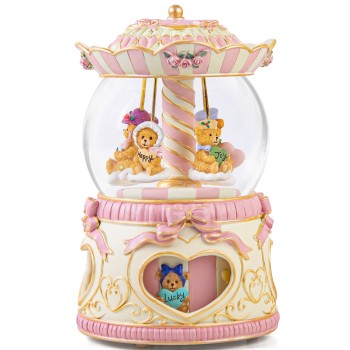 Teddy Bear Music Box Snow Globe, Rotating Musical Boxes with Light for Mom Wife Daughter Girlfriend Anniversary Christmas Birthday Gift Play You are My Sunshine