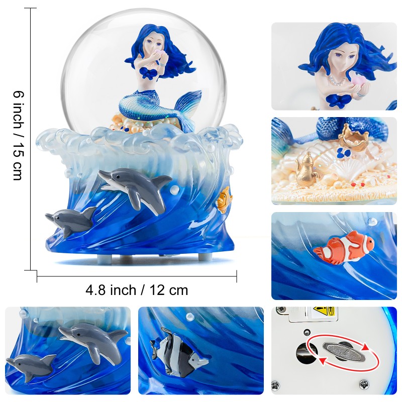 Mermaid Snow Globe Music Box, Ocean Theme Birthday Gift for Girls Daughter Girlfriend Wife Women Mother Day Anniversary Musical Box with Light Play You are My Sunshine Mermaid Snow Globe Music Box, Ocean Theme Birthday Gift for Girls Daughter Girlfriend Wife Women Mother Day Anniversary Musical Box with Light Play You are My Sunshine