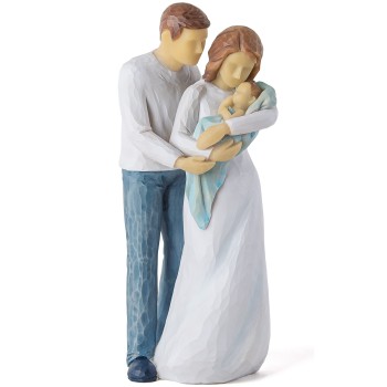 AIDLNS Family of 3 Figurine, Sculpted Hand-Painted Statue Joy of Family Figurine Collectible Keepsake Gifts for Birthdays Christmas Mother's Day Newborn Gift Home Decoration