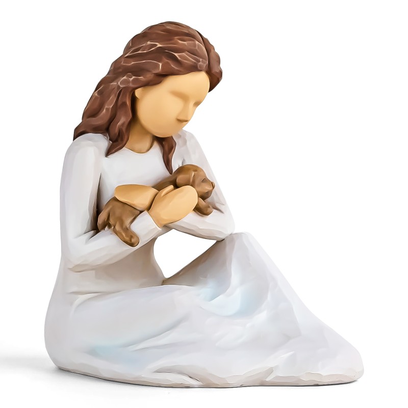 AIDLNS Girl and Dog Figurines Gift, Hand Sculpture Pet Loss of Dog Puppy Birthday for Dog Lovers AIDLNS Girl and Dog Figurines Gift, Hand Sculpture Pet Loss of Dog Puppy Birthday for Dog Lovers