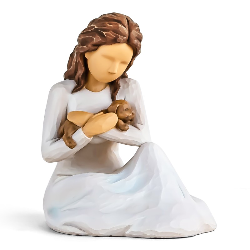 AIDLNS Girl and Dog Figurines Gift, Hand Sculpture Pet Loss of Dog Puppy Birthday for Dog Lovers AIDLNS Girl and Dog Figurines Gift, Hand Sculpture Pet Loss of Dog Puppy Birthday for Dog Lovers