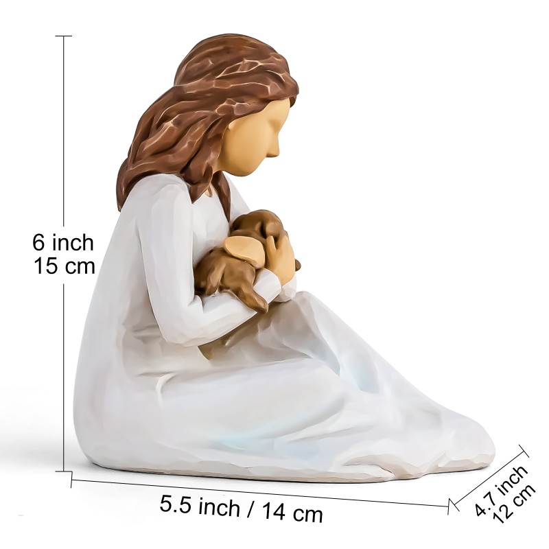 AIDLNS Girl and Dog Figurines Gift, Hand Sculpture Pet Loss of Dog Puppy Birthday for Dog Lovers AIDLNS Girl and Dog Figurines Gift, Hand Sculpture Pet Loss of Dog Puppy Birthday for Dog Lovers