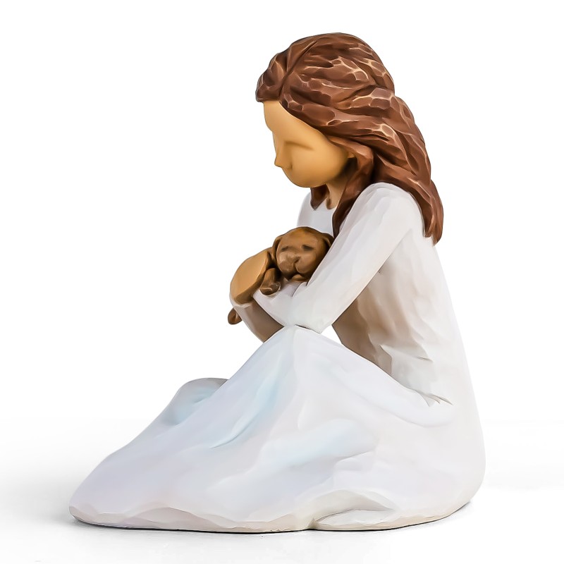 AIDLNS Girl and Dog Figurines Gift, Hand Sculpture Pet Loss of Dog Puppy Birthday for Dog Lovers AIDLNS Girl and Dog Figurines Gift, Hand Sculpture Pet Loss of Dog Puppy Birthday for Dog Lovers