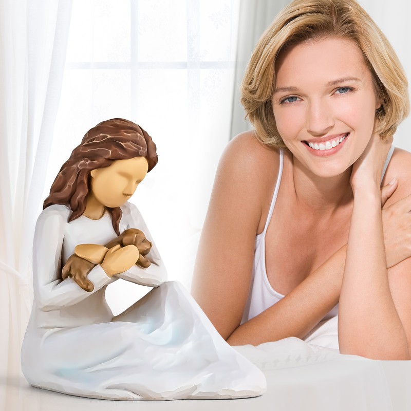 AIDLNS Girl and Dog Figurines Gift, Hand Sculpture Pet Loss of Dog Puppy Birthday for Dog Lovers AIDLNS Girl and Dog Figurines Gift, Hand Sculpture Pet Loss of Dog Puppy Birthday for Dog Lovers