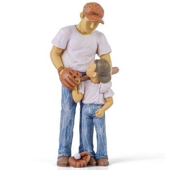 AIDLNS Father and Son Figurines, Dad and Son Play Baseball Hand-Painted Figures Gifts for Dad Boys, Family Sculpture for Shelf Decor Desktop Home Decoration (Legacy Swing)