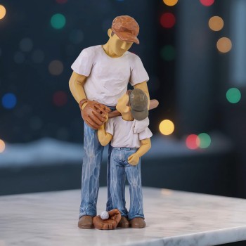 AIDLNS Father and Son Figurines, Dad and Son Play Baseball Hand-Painted Figures Gifts for Dad Boys, Family Sculpture for Shelf Decor Desktop Home Decoration (Legacy Swing)