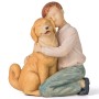AIDLNS Boy and Puppy Dog Figurine, Memorial Friendship Collectible Hand Sculpted Loss of Dog Gifts, Father S Day Gift for Man (Joyful Friendship)