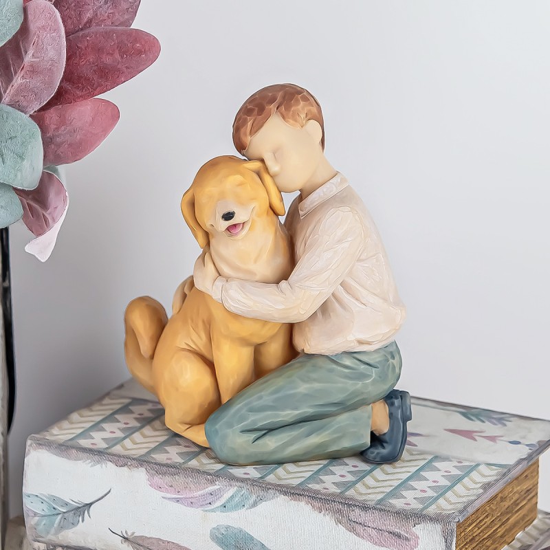 AIDLNS Boy and Puppy Dog Figurine, Memorial Friendship Collectible Hand Sculpted Loss of Dog Gifts, Father S Day Gift for Man (Joyful Friendship) AIDLNS Boy and Puppy Dog Figurine, Memorial Friendship Collectible Hand Sculpted Loss of Dog Gifts, Father S Day Gift for Man (Joyful Friendship)