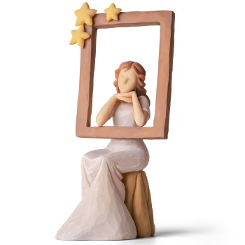 AIDLNS Elegant Women Figurine, Sitting Girl Statue Hand-Painted Sculpted Memorial Figure, Retirement Gift for Woman, Unique Gift for Birthday, Valentine Day, Mother's Day Home Decoration