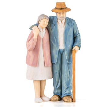 Husband and Wife Elderly Figurine, Couple Collectible Figure for Home Decoration, Sculpted Hand-Painted Figures Anniversary Wedding Valentine's Day Gift for Mom Grandmas (Around You)