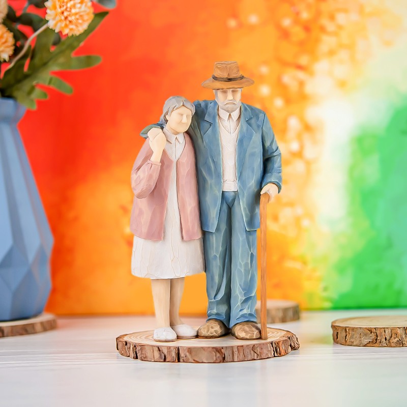 Husband and Wife Elderly Figurine, Couple Collectible Figure for Home Decoration, Sculpted Hand-Painted Figures Anniversary Wedding Valentine's Day Gift for Mom Grandmas (Around You) Husband and Wife Elderly Figurine, Couple Collectible Figure for Home Decoration, Sculpted Hand-Painted Figures Anniversary Wedding Valentine's Day Gift for Mom Grandmas (Around You)