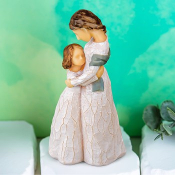 AIDLNS Mom and Daughter Figurine Statue Gift, Sculpted Hand-Painted Mother Daughter Figure Birthday for Mom Girls (Love You Forever)