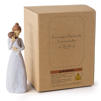 Mom and Baby Figurine Statue Gift, Sculpted Hand-Painted Mother Son Daughter Figure Birthday for Mom (Angel of Mine)