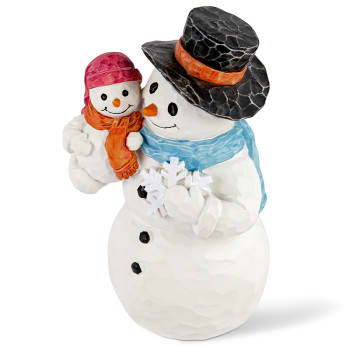 Snowman Figurine Statue, Sculpted Hand-Painted Figure, Birthday for Family Daughter Dad Xmas Present, Warm Winter