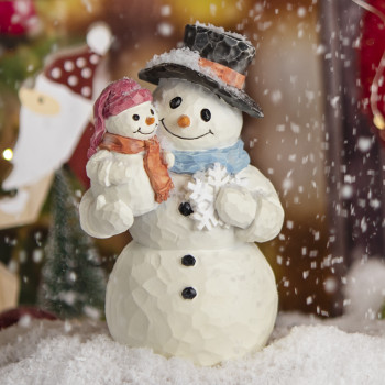 Snowman Figurine Statue, Sculpted Hand-Painted Figure, Birthday for Family Daughter Dad Xmas Present, Warm Winter