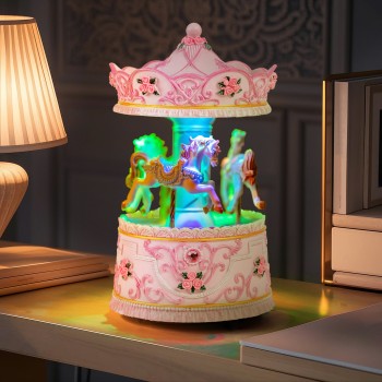 Carousel Music Box Gift, Wind Up Musical Box with Light Christmas Valentine's Day Anniversary Birthday Gifts for Wife Girls Girlfriend Daughter Son Plays You are My Sunshine