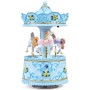 Elegant Blue Carousel Music Box,Handcrafted Rotating Horses & Floral Details Musical Figurine, for Birthdays,Christmas,Valentine's Day,Birthday,Home Décor,Plays You are My Sunshine Tune