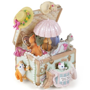 Cat Music Box Gift for Girls, Cute Wind Up Keepsake for Daughter Wife Girlfriend Sister Granddaughter, Lovely Birthday Christmas Friendship Gifts Play Castle in the Sky