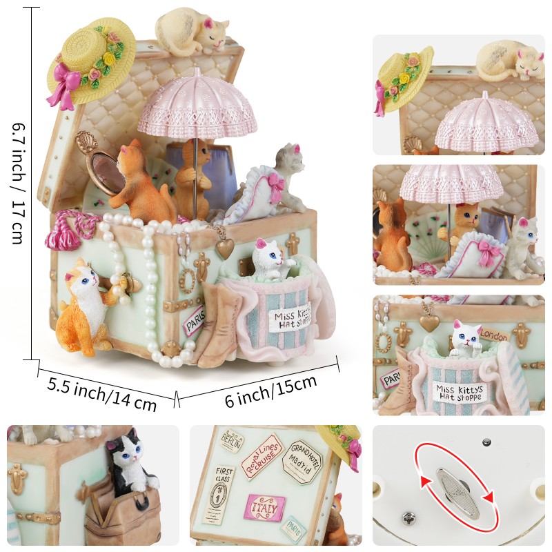 Cat Music Box Gift for Girls, Cute Wind Up Keepsake for Daughter Wife Girlfriend Sister Granddaughter, Lovely Birthday Christmas Friendship Gifts Play Castle in the Sky Cat Music Box Gift for Girls, Cute Wind Up Keepsake for Daughter Wife Girlfriend Sister Granddaughter, Lovely Birthday Christmas Friendship Gifts Play Castle in the Sky