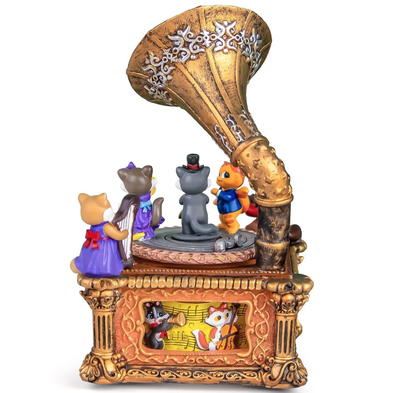 Vintage Gramophone Remote Control Music Box, Birthday Anniversary for Mom Grandma Women Cat Lover, Cute Cat Figurine Musical Box Play 64 Melodies Vintage Gramophone Remote Control Music Box, Birthday Anniversary for Mom Grandma Women Cat Lover, Cute Cat Figurine Musical Box Play 64 Melodies