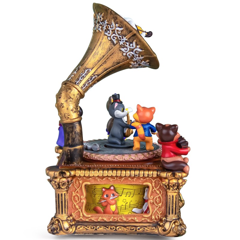 Vintage Gramophone Remote Control Music Box, Birthday Anniversary for Mom Grandma Women Cat Lover, Cute Cat Figurine Musical Box Play 64 Melodies Vintage Gramophone Remote Control Music Box, Birthday Anniversary for Mom Grandma Women Cat Lover, Cute Cat Figurine Musical Box Play 64 Melodies